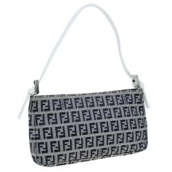 Pre Owned Fendi Dark Blue Zucchino Canvas Pochette