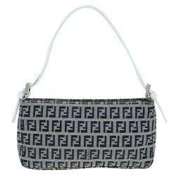 Pre Owned Fendi Dark Blue Zucchino Canvas Pochette