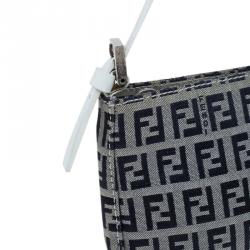 Pre Owned Fendi Dark Blue Zucchino Canvas Pochette