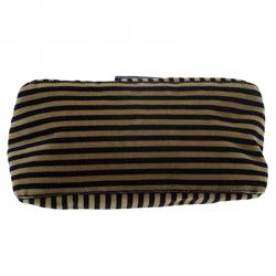 Pre Owned Fendi Bi Color Striped Velvet Mini Mama Baguette Evening Bag