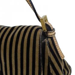 Pre Owned Fendi Bi Color Striped Velvet Mini Mama Baguette Evening Bag