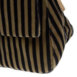 Pre Owned Fendi Bi Color Striped Velvet Mini Mama Baguette Evening Bag