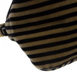 Pre Owned Fendi Bi Color Striped Velvet Mini Mama Baguette Evening Bag