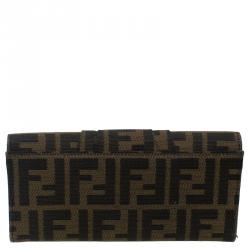 Pre Owned Fendi Brown Zucca Canvas Continental Wallet
