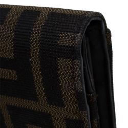 Pre Owned Fendi Brown Zucca Canvas Continental Wallet