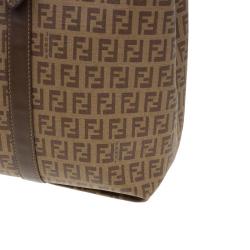 Pre Owned Fendi Brown Zucchino Coated Canvas Spalmati Trimmed Tote