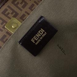 Pre Owned Fendi Brown Zucchino Coated Canvas Spalmati Trimmed Tote