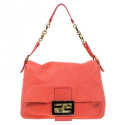 Pre Owned Fendi Orange Soft Leather Mama Forever Shoulder Bag