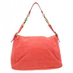 Pre Owned Fendi Orange Soft Leather Mama Forever Shoulder Bag