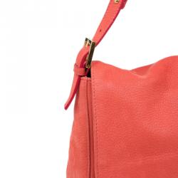 Pre Owned Fendi Orange Soft Leather Mama Forever Shoulder Bag