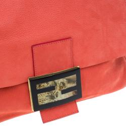 Pre Owned Fendi Orange Soft Leather Mama Forever Shoulder Bag