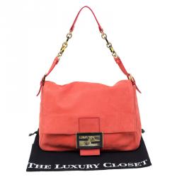 Pre Owned Fendi Orange Soft Leather Mama Forever Shoulder Bag