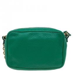 Pre Owned Fendi Green Leather Selleria Leather Small Crossbody Bag