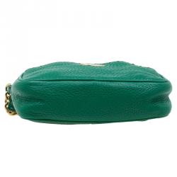 Pre Owned Fendi Green Leather Selleria Leather Small Crossbody Bag