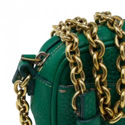 Pre Owned Fendi Green Leather Selleria Leather Small Crossbody Bag