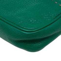 Pre Owned Fendi Green Leather Selleria Leather Small Crossbody Bag