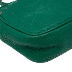 Pre Owned Fendi Green Leather Selleria Leather Small Crossbody Bag