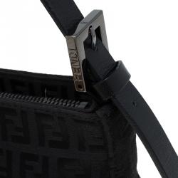 Pre Owned Fendi Black Zucchino Canvas Pochette Bag