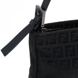 Pre Owned Fendi Black Zucchino Canvas Pochette Bag