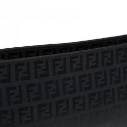 Pre Owned Fendi Black Zucchino Canvas Pochette Bag