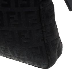 Pre Owned Fendi Black Zucchino Canvas Pochette Bag