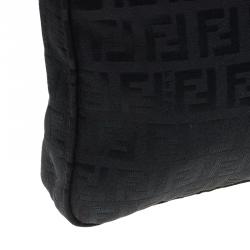 Pre Owned Fendi Black Zucchino Canvas Pochette Bag