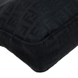 Pre Owned Fendi Black Zucchino Canvas Pochette Bag