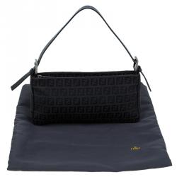 Pre Owned Fendi Black Zucchino Canvas Pochette Bag