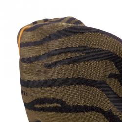 Pre Owned Fendi Tobacco Zebra Print Canvas Hobo