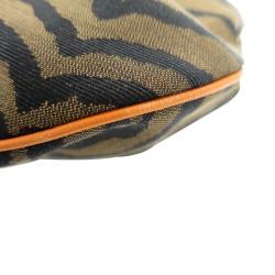 Pre Owned Fendi Tobacco Zebra Print Canvas Hobo