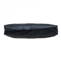 Fendi Black Metallic Leather Maxi Baguette Flap Shoulder Bag