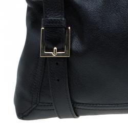 Fendi Black Metallic Leather Maxi Baguette Flap Shoulder Bag