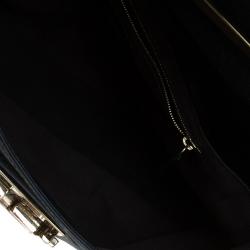 Fendi Black Metallic Leather Maxi Baguette Flap Shoulder Bag