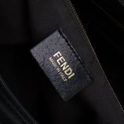 Fendi Black Metallic Leather Maxi Baguette Flap Shoulder Bag