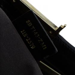 Fendi Black Metallic Leather Maxi Baguette Flap Shoulder Bag