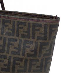 Pre Owned Fendi Tobacco Zucca Coated Canvas Spalmati Roll Shopper Tote