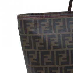 Pre Owned Fendi Tobacco Zucca Coated Canvas Spalmati Roll Shopper Tote