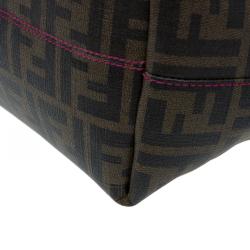 Pre Owned Fendi Tobacco Zucca Coated Canvas Spalmati Roll Shopper Tote