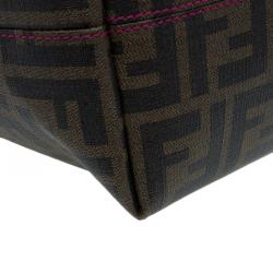 Pre Owned Fendi Tobacco Zucca Coated Canvas Spalmati Roll Shopper Tote