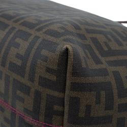Pre Owned Fendi Tobacco Zucca Coated Canvas Spalmati Roll Shopper Tote