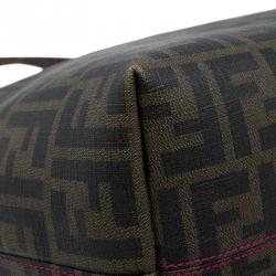 Pre Owned Fendi Tobacco Zucca Coated Canvas Spalmati Roll Shopper Tote