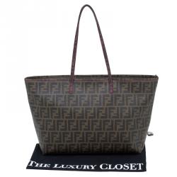 Pre Owned Fendi Tobacco Zucca Coated Canvas Spalmati Roll Shopper Tote
