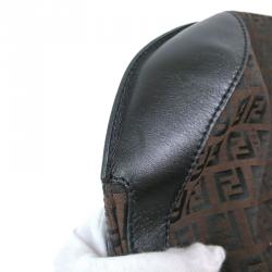 Pre Owned Fendi Tobacco Zucchino Canvas/Leather Front Pocket Hobo