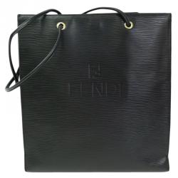 Pre Owned Fendi Black Epi Leather Vintage Tote