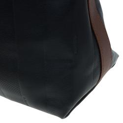 Pre Owned Fendi Black Leather Pequin Tonal Stripe Hobo 
