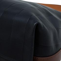 Pre Owned Fendi Black Leather Pequin Tonal Stripe Hobo 