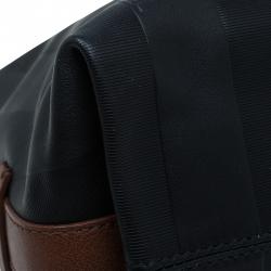 Pre Owned Fendi Black Leather Pequin Tonal Stripe Hobo 