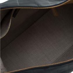 Pre Owned Fendi Black Leather Pequin Tonal Stripe Hobo 