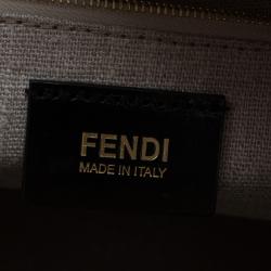 Pre Owned Fendi Black Leather Pequin Tonal Stripe Hobo 