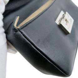 Pre Owned Fendi Black Nappa Leather Mini Be Baguette Crossbody Bag